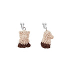 LB Hand Crochet "Little Bear" Earrings Cute Ear Clip LOJL97