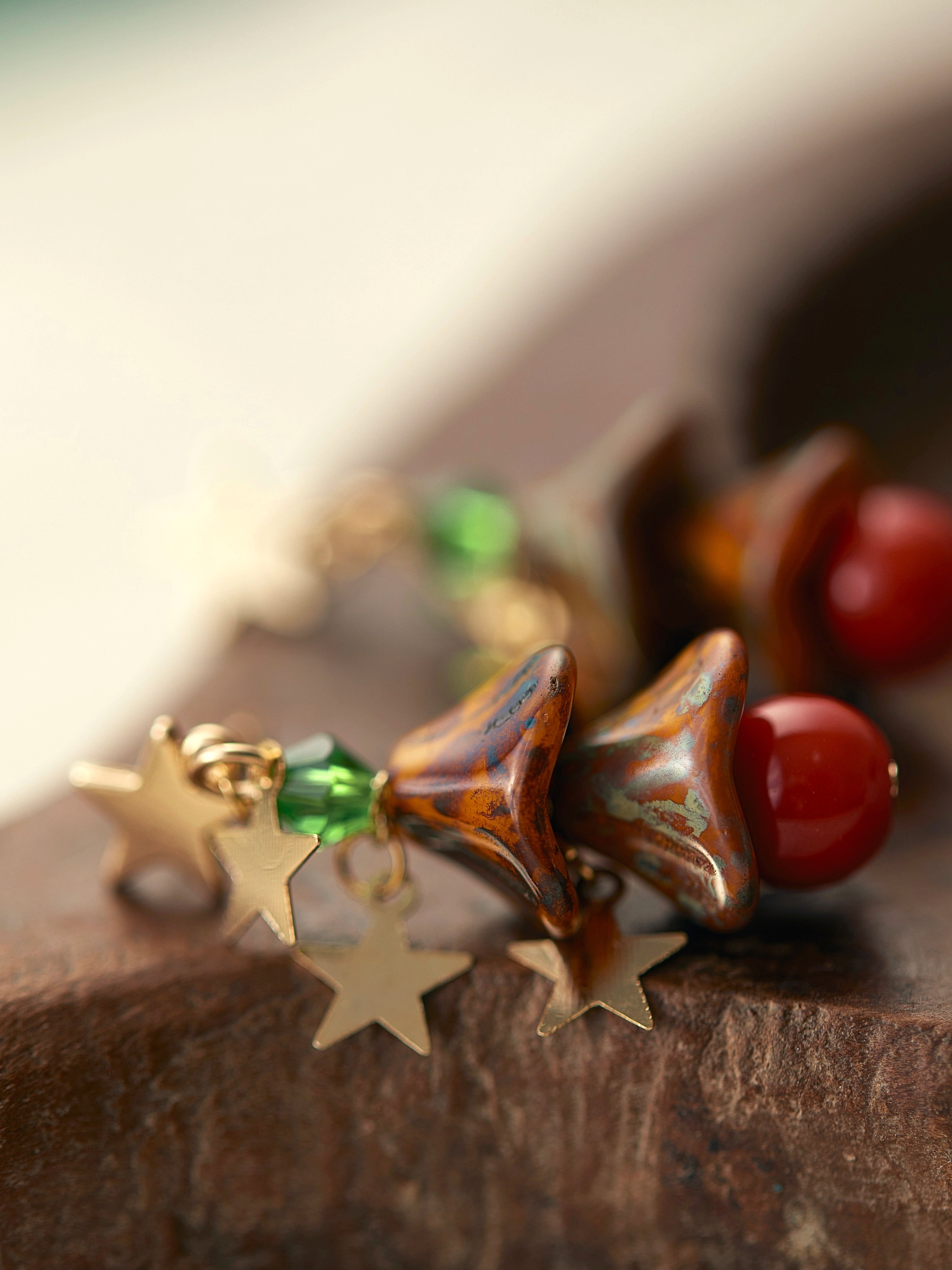 Cute Christmas Tree Glass Star Christmas Earrings LJC27