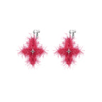 LB Hand Crochet "Star" Earrings 'Four Pointed Star' Ear Clip LOJL85