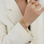 Double layer heart shape personality titanium steel 18K gold plated