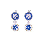LB Hand Crochet "Piece Flower" Earrings Long Ear Clip LOJL101
