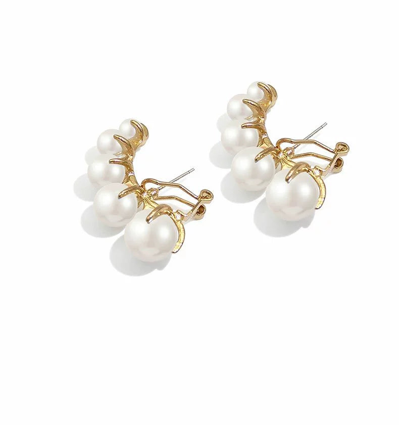 FN 925 Silver Needle Artificial Pearl Sweet Earrings LOJS95