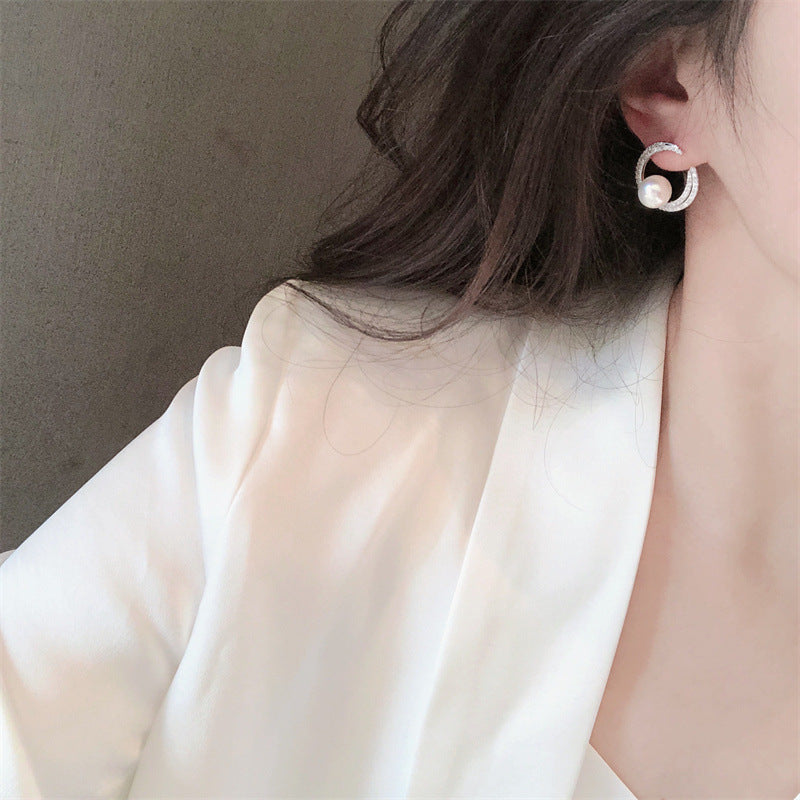 S925 Sterling Silver Needle High-Lustre Pearl Earrings LJ49