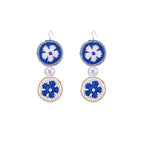 LB Hand Crochet "Piece Flower" Earrings Long Ear Clip LOJL101