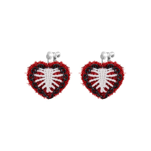 LB Hand Crochet "Skeleton Love" Earrings Halloween Ear Clip LOJL102