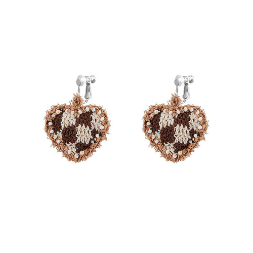 LB Hand Crochet "Heart" Earrings "Love" Ear Clip LOJL83