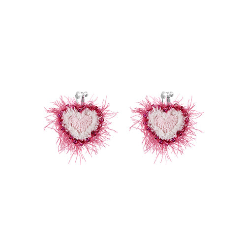 LB Hand Crochet "Love" Earrings Sweet Ear Clip LOJL93
