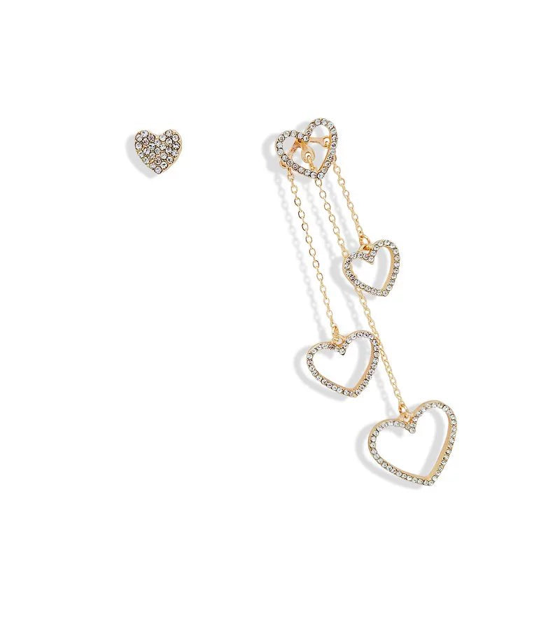 FN Jewelry Long Tassel Love Earrings Peach Heart Stud Earrings LOJS4