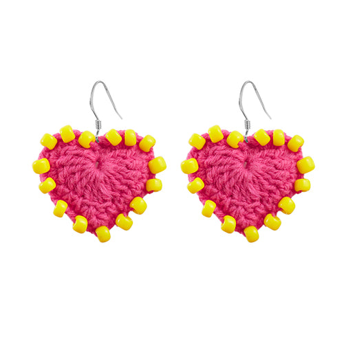 LB Hand Crochet 925 Silver Cool Girl Heart-shaped Earrings LOJL108