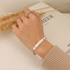18K titanium steel gold plated design sense English lettering bracelet