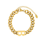 Hip-hop letters B 18k titanium steel gold plated bracelet