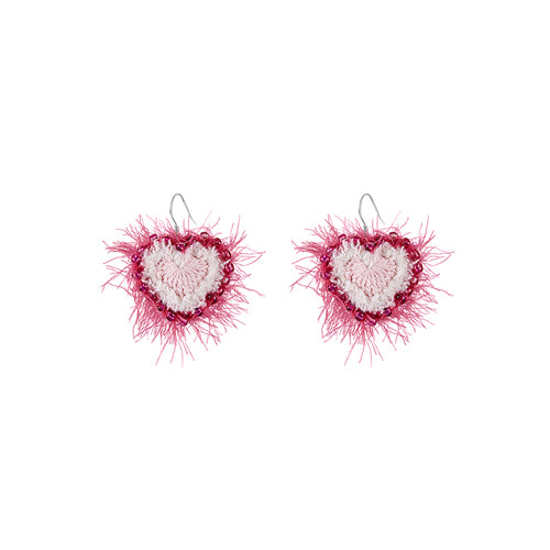 LB Hand Crochet "Love" Earrings Sweet Ear Clip LOJL93