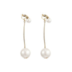 FN Artificial Pearl Long Earrings Sweet Tassel Chains Ear Clips  LOJS133
