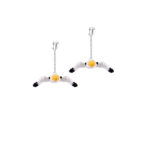 LB Hand Crochet "Seagull" Earrings Cute Pendant Ear Clip LOJL99