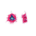 LB Hand Crochet "Dazzling" Earrings "Colorful Plush" Large Ear Clip LOJL94