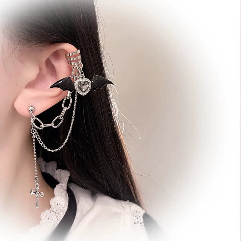 Halloween Integrated Love Pendant Cross Chain Earrings LJH50