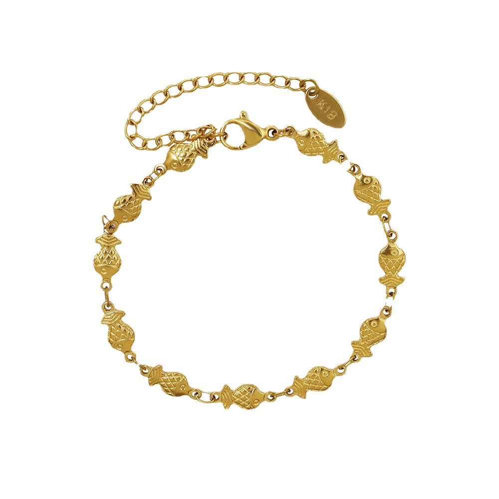 Lovely little fish titanium steel 18K gold plated