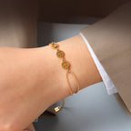 Double layer smile face 18k titanium steel gold plated bracelet