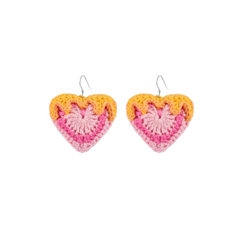 LB Hand Crochet "Love" Earrings Sweet "Heart" Earrings LOJL104