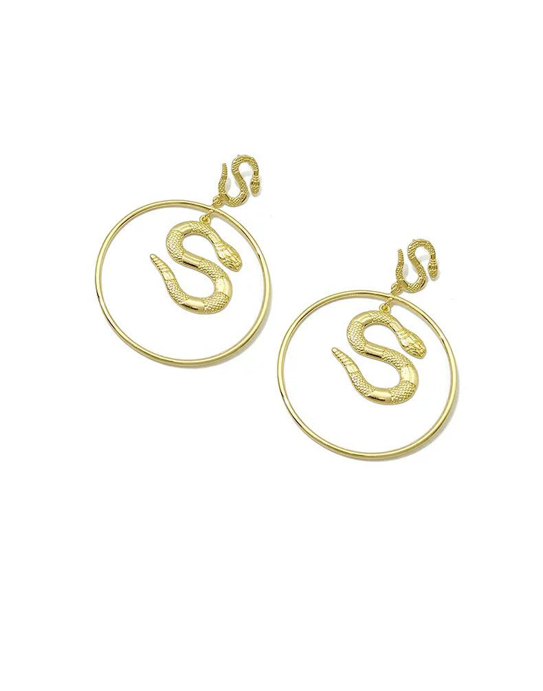 FN 925 Silver Needle Snake Ring Earrings LOJS119