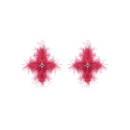 LB Hand Crochet "Star" Earrings 'Four Pointed Star' Ear Clip LOJL85
