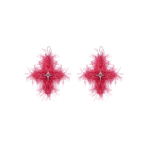 LB Hand Crochet "Star" Earrings 'Four Pointed Star' Ear Clip LOJL85