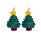 LB Handmade Ear Clip Crocheted Christmas Green Gift Lovely Earrings LOJL2