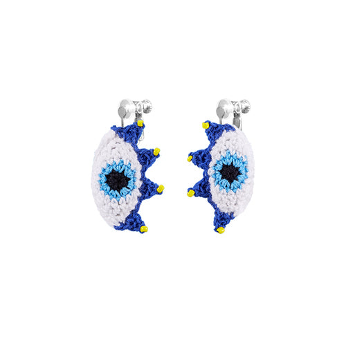 LB Blue Eyes Earrings Show Face Small Ear Clip LOJL35