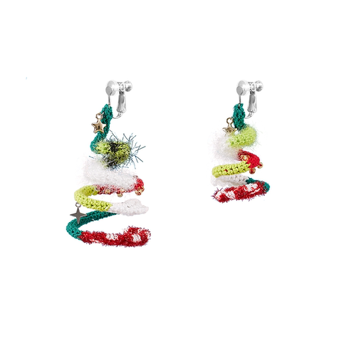 LB Hand Crochet  "Ring Tree" Earrings Christmas Gift LOJL87