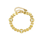 White Seashell geometric personality titanium steel 18K gold plated