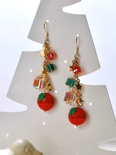 Cute Apple Beaded Christmas Gift Earrings LJC24