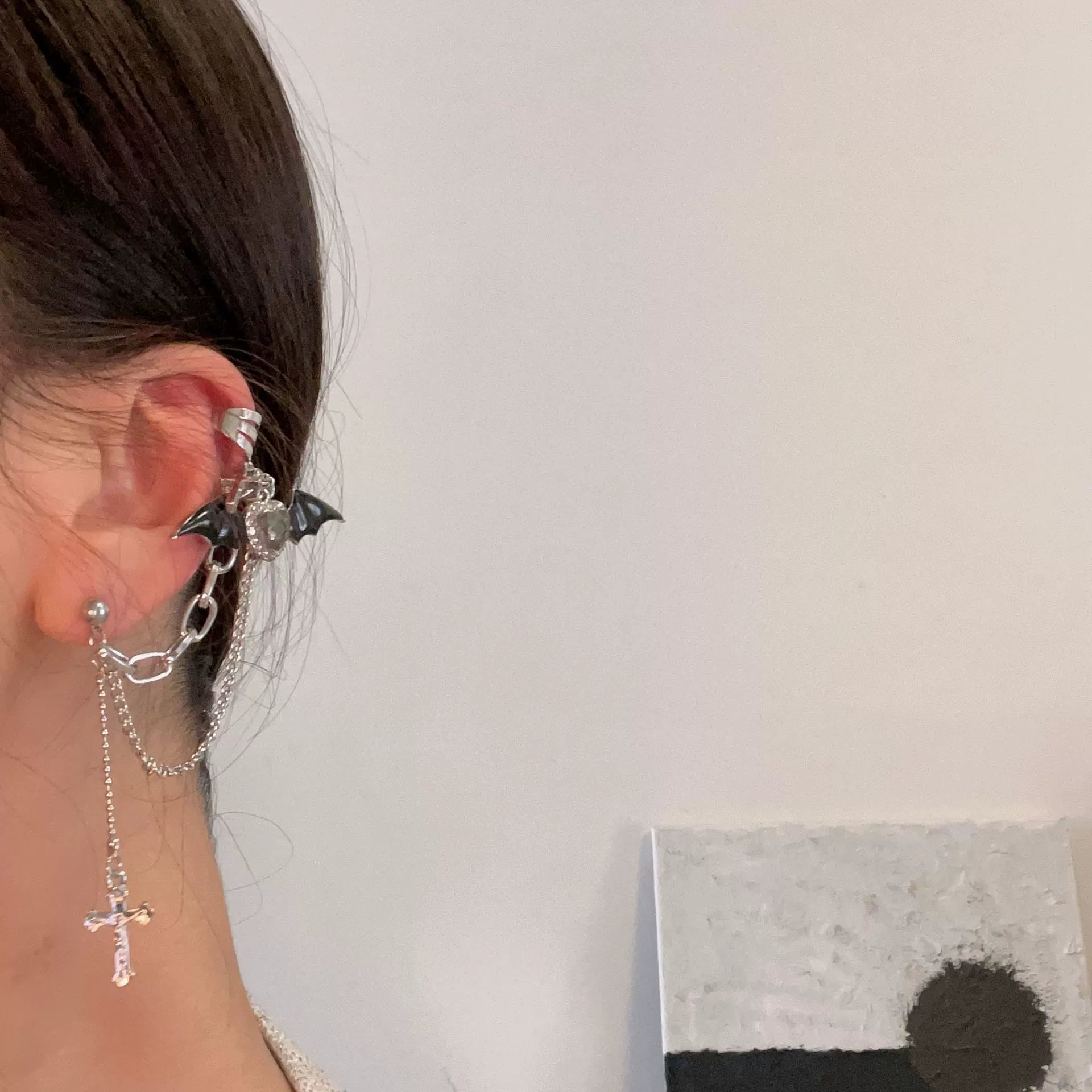 Halloween Integrated Love Pendant Cross Chain Earrings LJH50