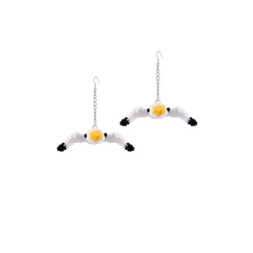LB Hand Crochet "Seagull" Earrings Cute Pendant Ear Clip LOJL99