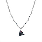 Halloween Black and White Ghost Necklace Titanium Steel  LJH44