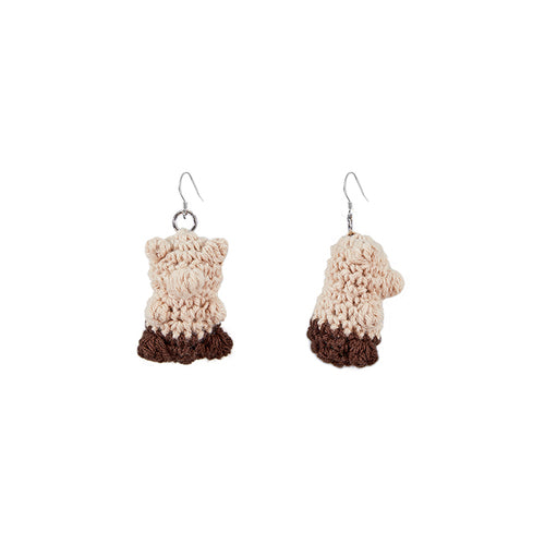 LB Hand Crochet "Little Bear" Earrings Cute Ear Clip LOJL97