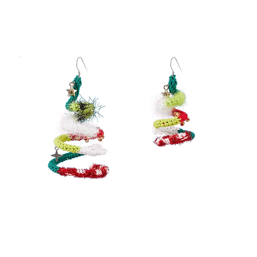 LB Hand Crochet  "Ring Tree" Earrings Christmas Gift LOJL87