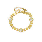 White Seashell geometric personality titanium steel 18K gold plated