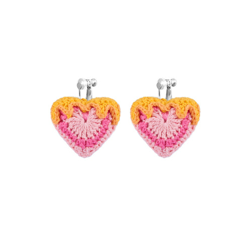LB Hand Crochet "Love" Earrings Sweet "Heart" Earrings LOJL104