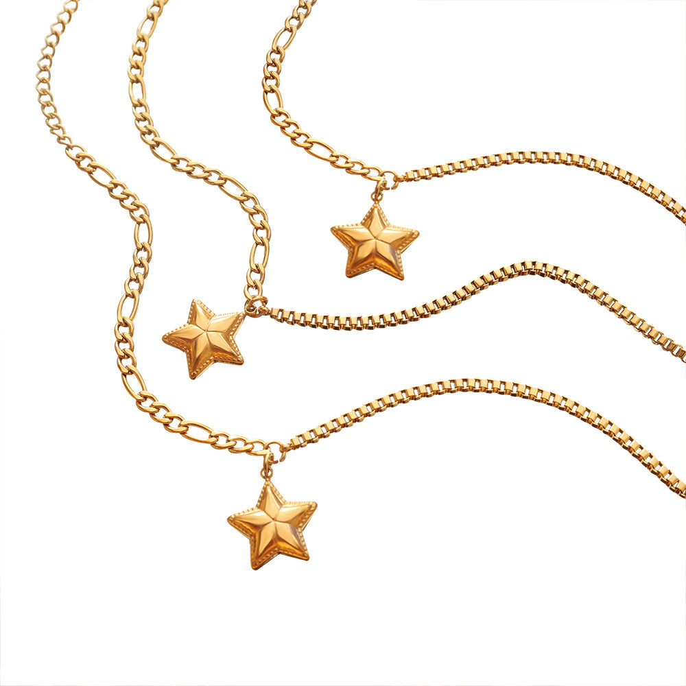 Star Double Chain 18K Titanium Steel Gold Plated Bracelet