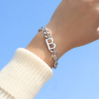 Hip-hop letters B 18k titanium steel gold plated bracelet