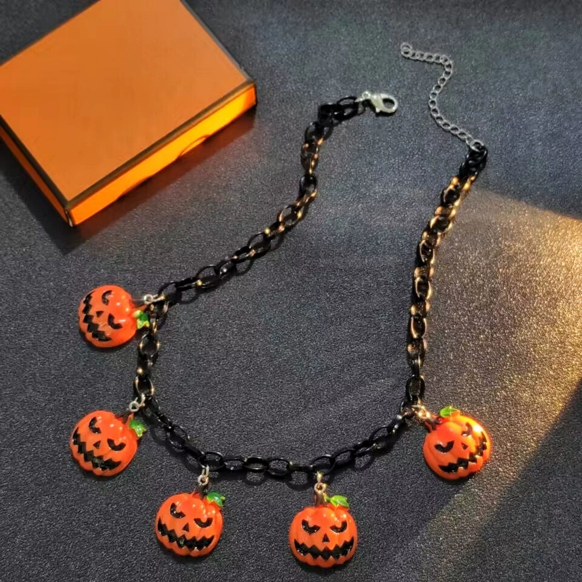 Halloween Pumpkin Collarbone Chain Party Necklace LJH41