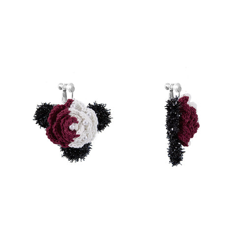 LB Hand Crochet "Rose" Earrings Halloween Ear Clip LOJL92