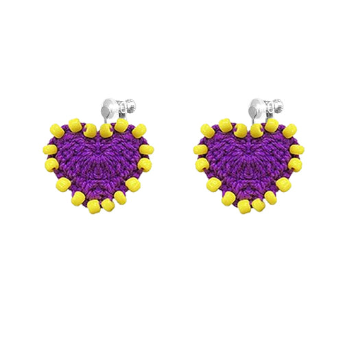 LB Hand Crochet 925 Silver Cool Girl Heart-shaped Earrings LOJL108