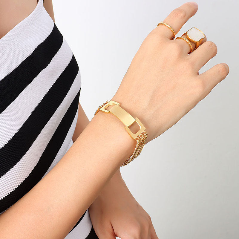 Metal wind street trend 18k titanium steel gold plated bracelet