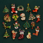 Santa Claus Tree Pin Boots Cat Snowman Brooch Gift LJC35