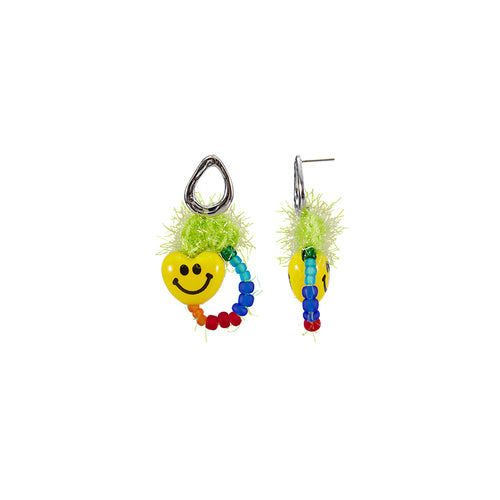 LB Hand Crochet  "Rainbow Smiley Heart" Earrings LOJL89