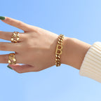 Hip-hop letters B 18k titanium steel gold plated bracelet