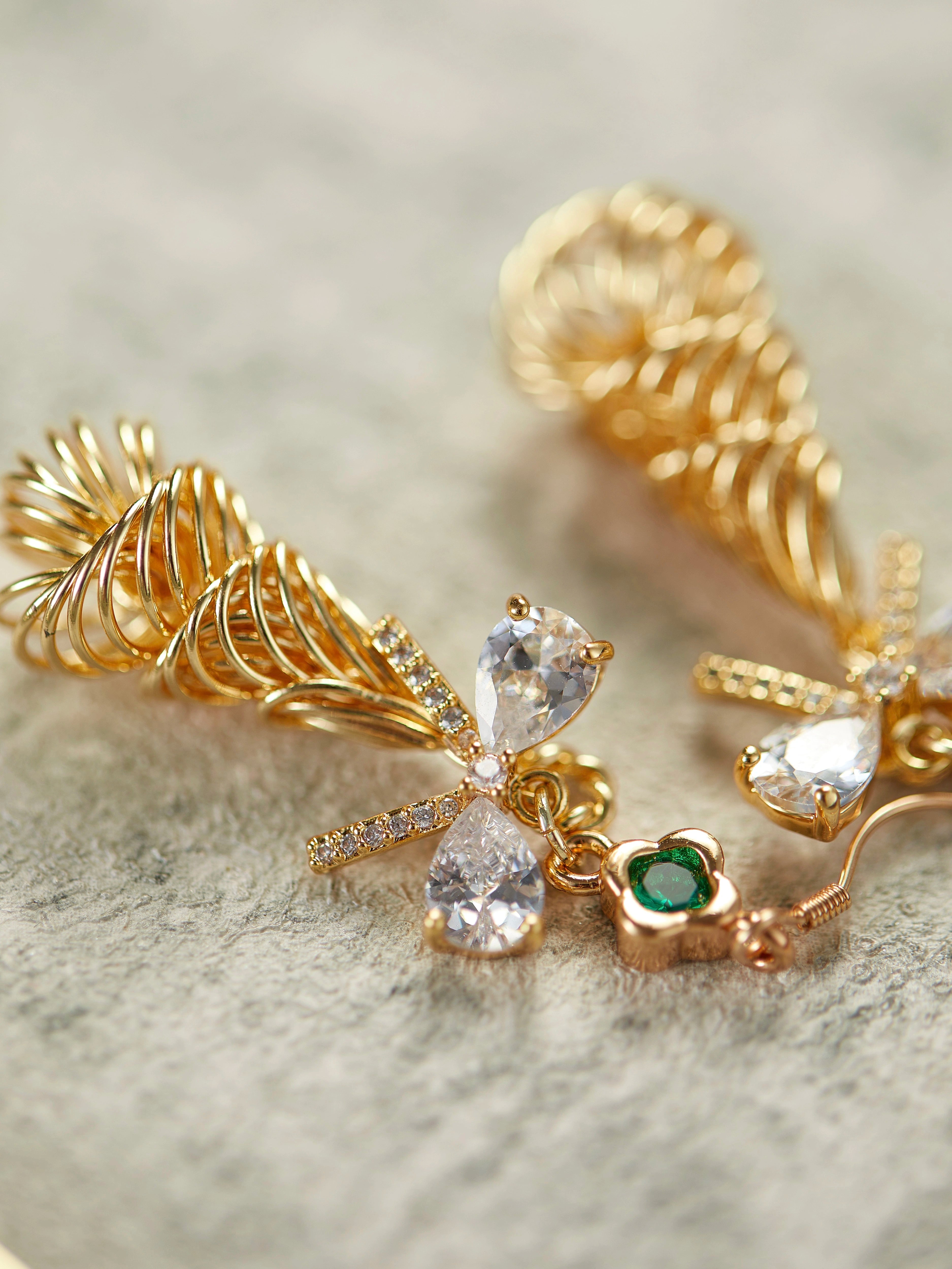 Cute Bow Christmas Tree Zircon Earrings Clip LJC30