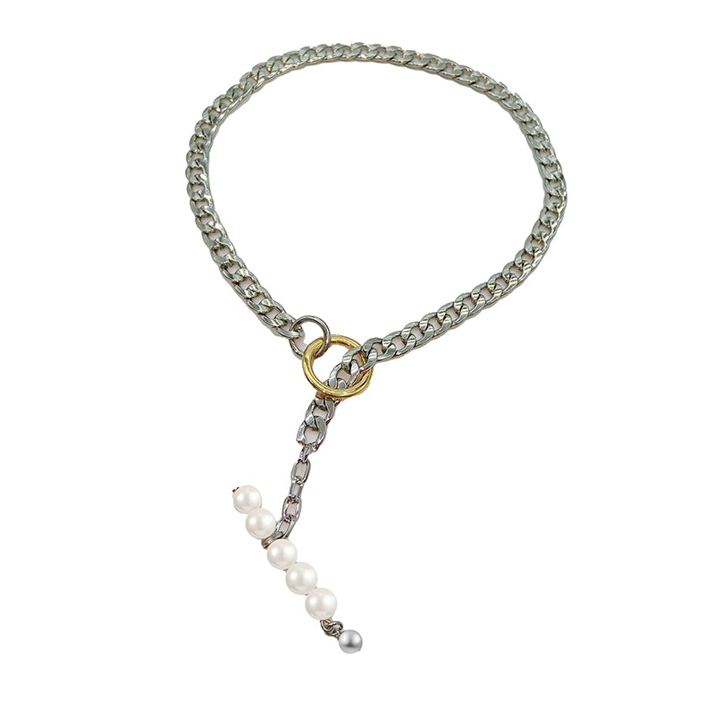FN Metal Thick Chain Pearl Necklace LOJS81