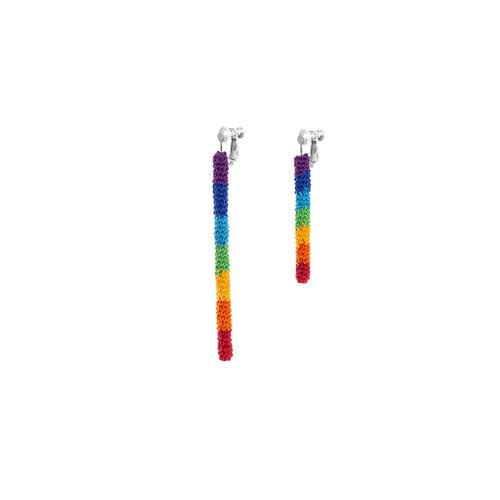 LB Rainbow Colored Asymmetric Ear Clip Earrings LOJL10